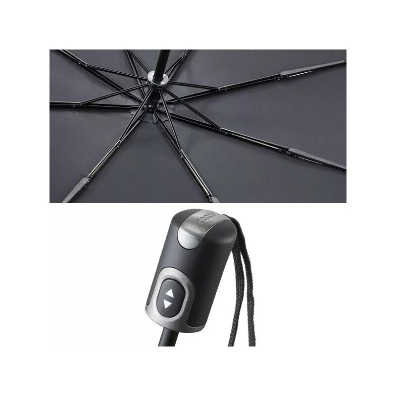 Šedý plne automatický skladací pánsky dáždnik s čiarkou Thiago