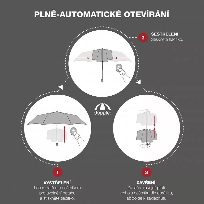 Sivý plne automatický skladací dámsky dáždnik s pruhmi Jimena