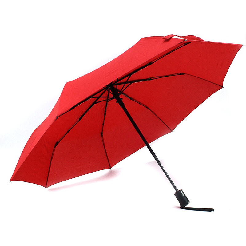 Červený plne automatický skladací dámsky dáždnik Kenna