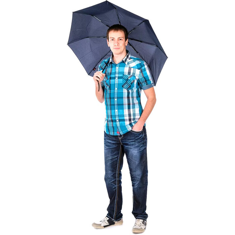 Sivý plne automatický skladací pánsky dáždnik s kockou Thiago