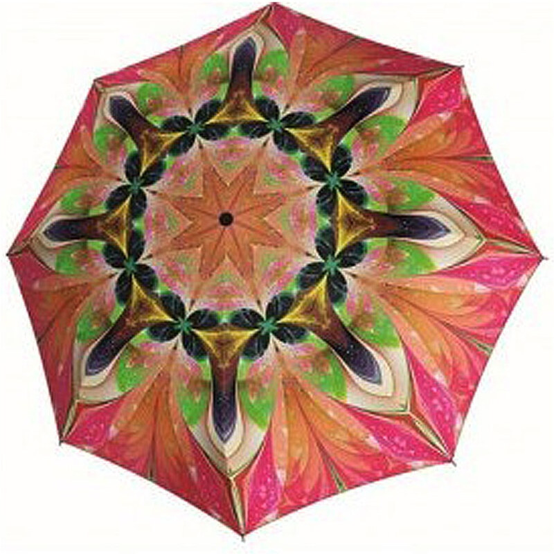 Ružový skladací plne automatický dámsky saténový dáždnik so vzorom Haylie