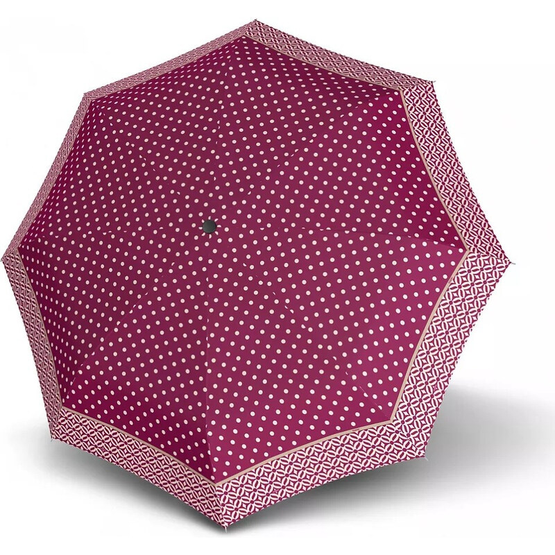 Vínovo červený bodkovaný skladací plne automatický dámsky dáždnik Alaya