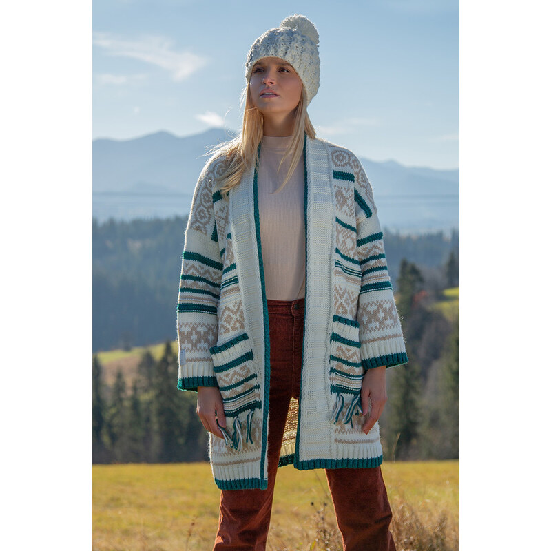Glara Vlnený kardigán s nórskym vzorom 29137009