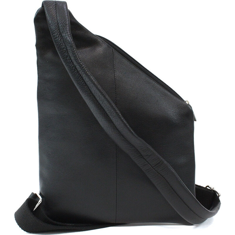 Arwel Čierny kožený pánsky zipsový crossbag Udder