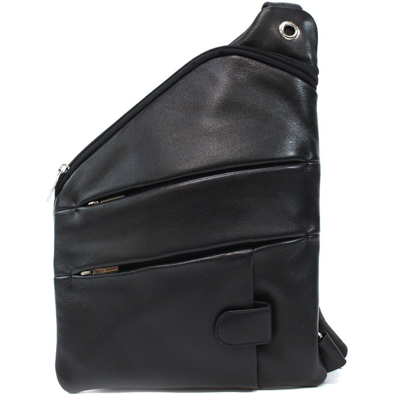 Arwel Čierny kožený pánsky zipsový crossbag Udder