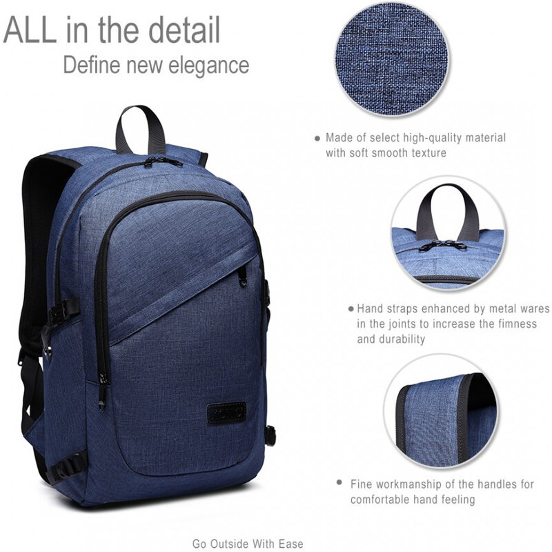 Modrý moderný batoh s USB portom Acxa