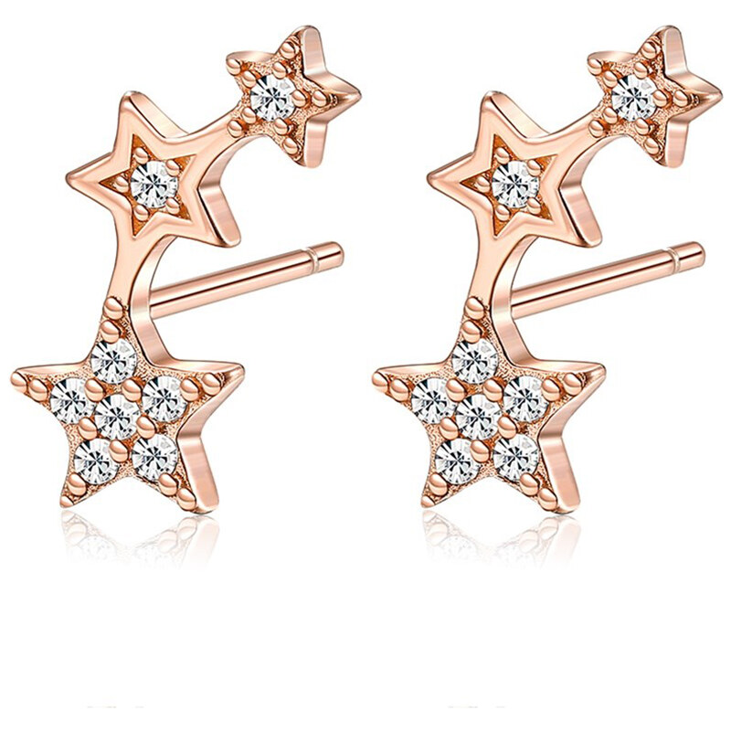 Olivie Strieborné pozdĺžne náušnice HVIEZDIČKY ROSE 5513 29309707