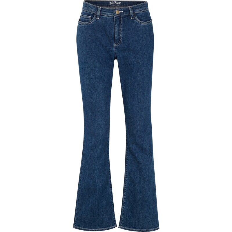 bonprix Džínsy z bio bavlny, Bootcut, Mid Waist, farba modrá 44734519