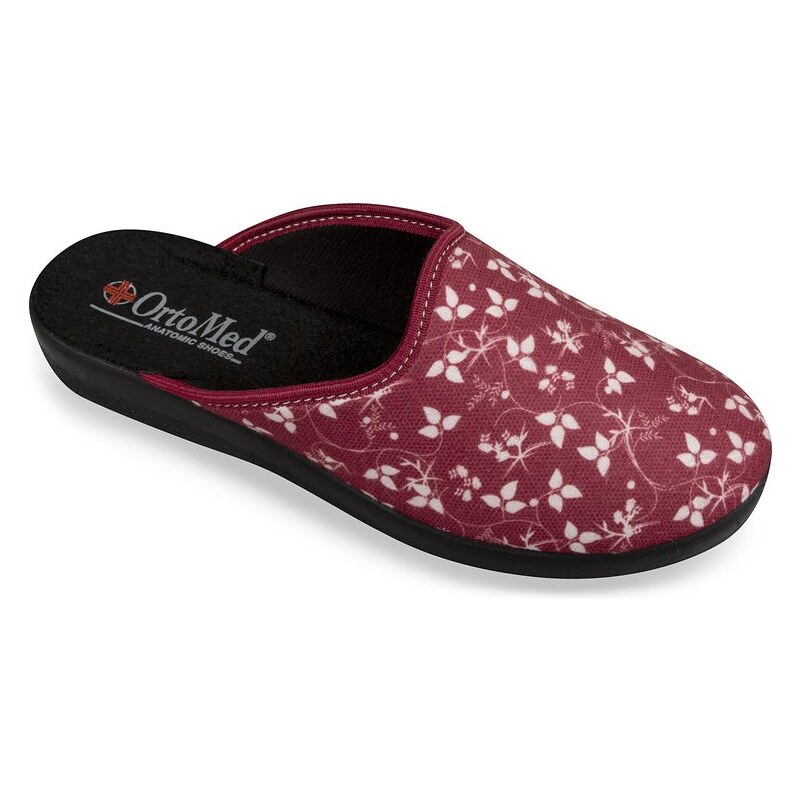 Dámske papuče listy - bordové 30302957