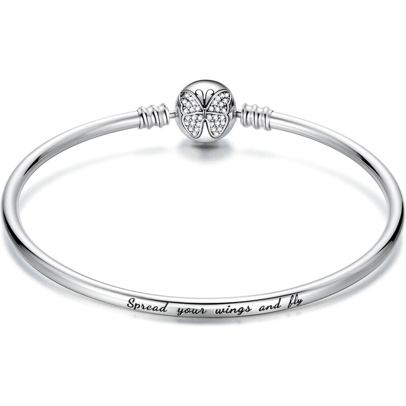 EmporiaL strieborný pevný náramok na prívesky Trblietavý motýľ BSB084 55898168