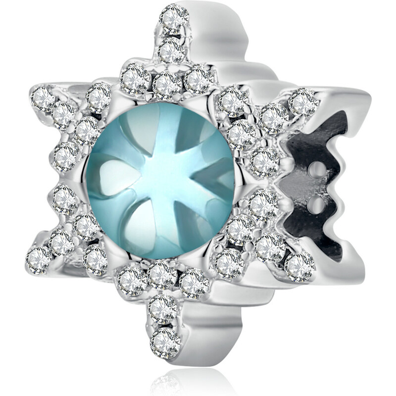 Emporial strieborný prívesok Vločka s mesačným dúhovým kameňom 55591430