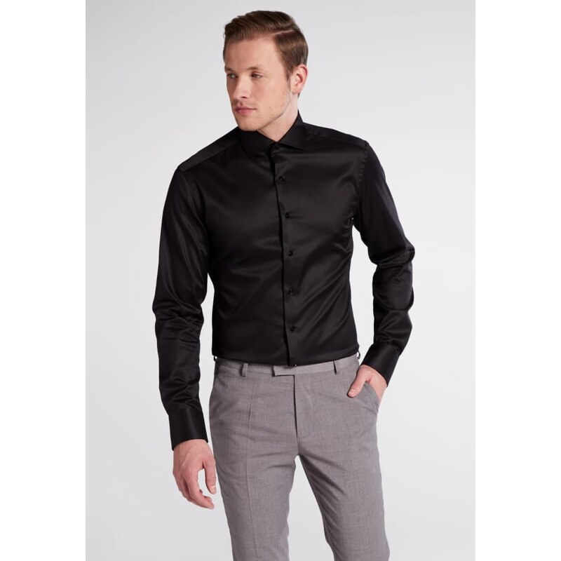 1863 BY ETERNA luxusná keprová košeľa čierna Slim Fit super soft Non 46021166
