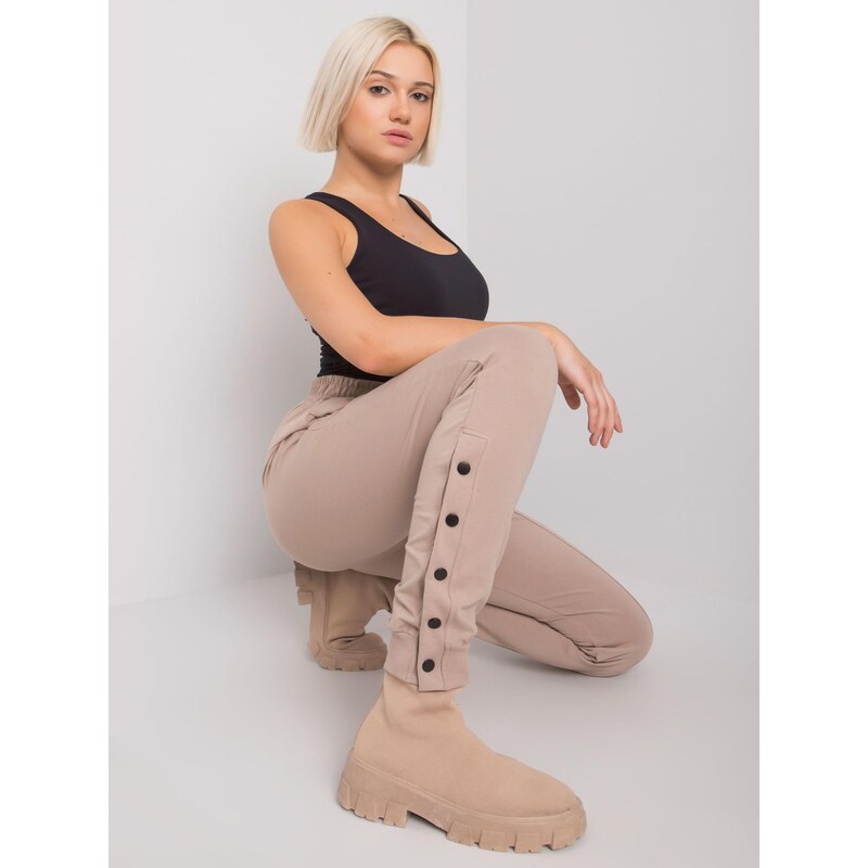 RUE PARIS Sweatpants-RV-DR-7365.17P-dark beige 64683490