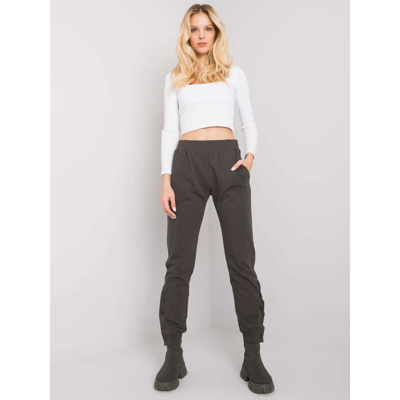 RUE PARIS Sweatpants-RV-DR-7365.17P-dark khaki 64688179