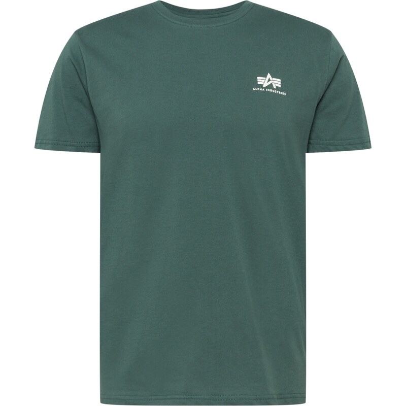 ALPHA INDUSTRIES Tričko tmavozelená / biela 29359586