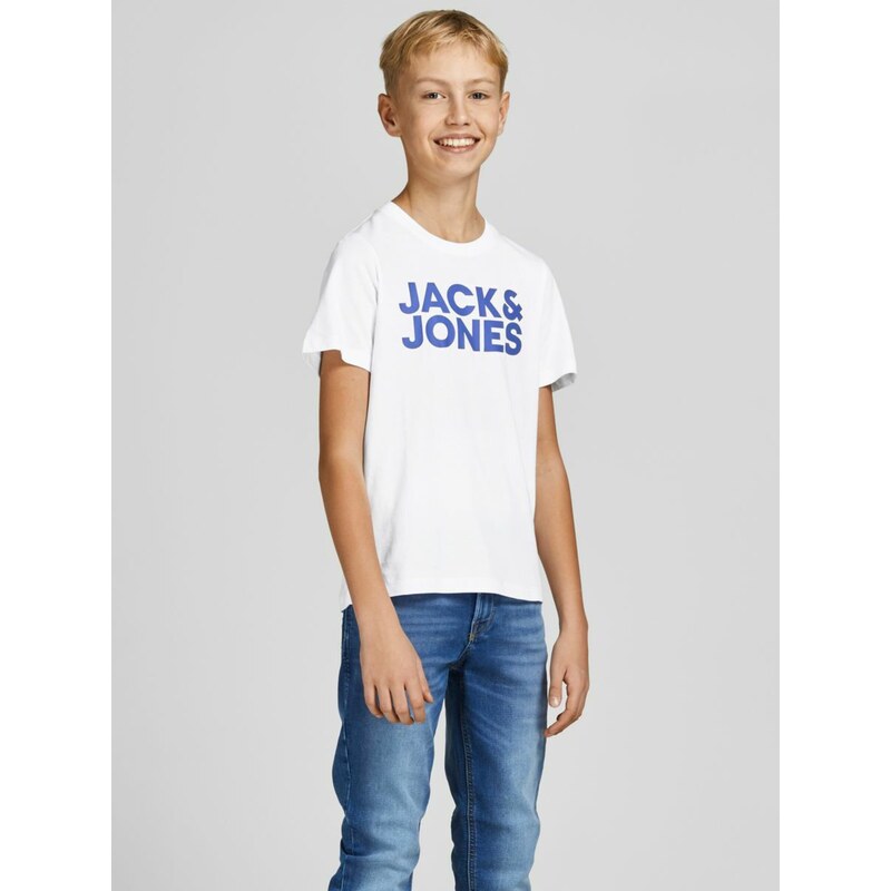 Jack & Jones Junior Tričko modrá / tmavomodrá / biela