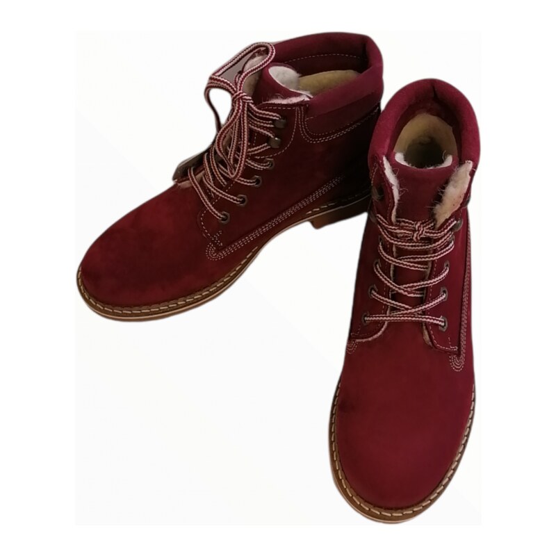 Tmavočervené teplé topánky Tamaris