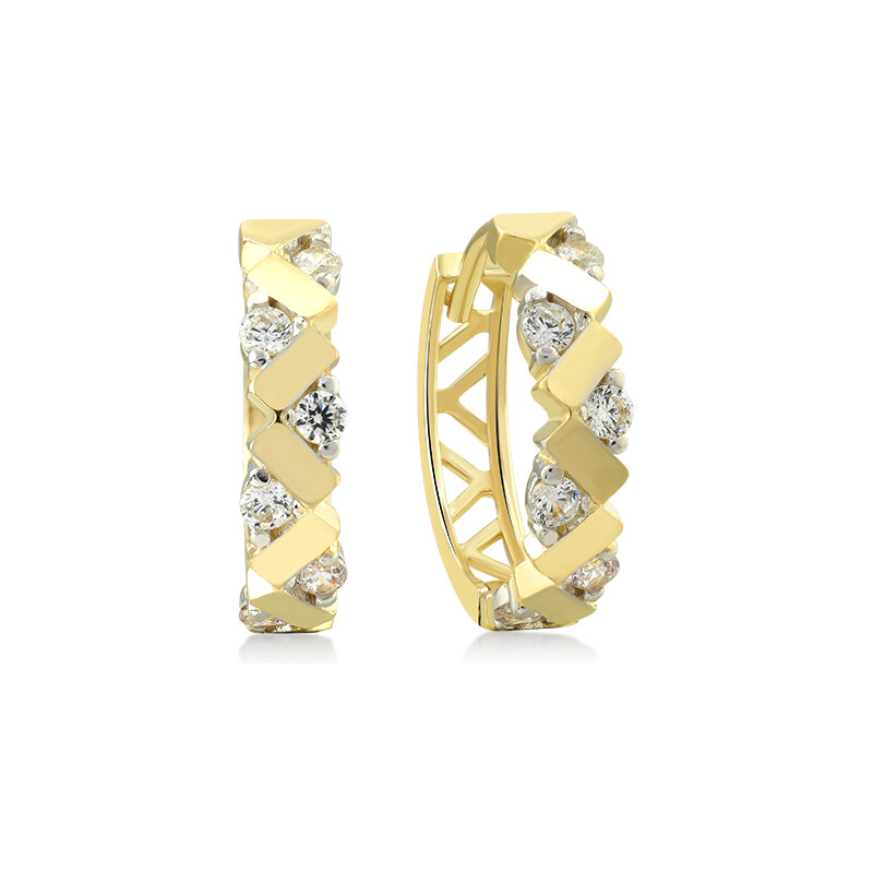 Lillian Vassago Zdobené zlaté kruhové náušnice so zirkónmi 1,4 cm 64141778