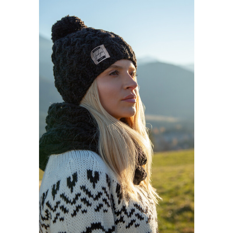 Glara Vlnená čiapka so šálom 29399443