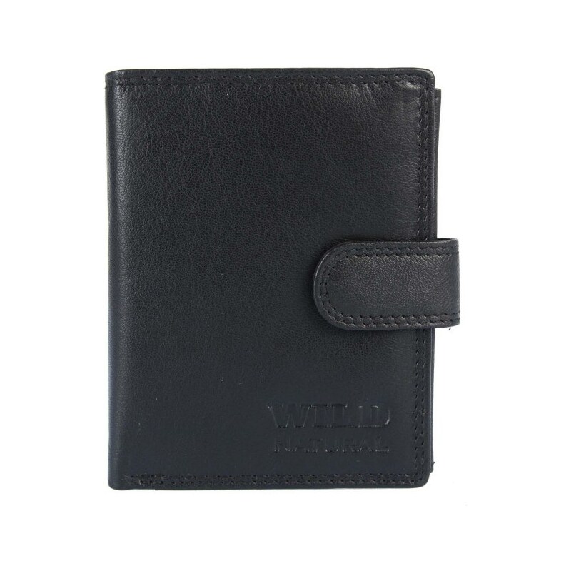 Pánska kožená RFID peňaženka v krabičke Wild 707X-BLK-GT čierna