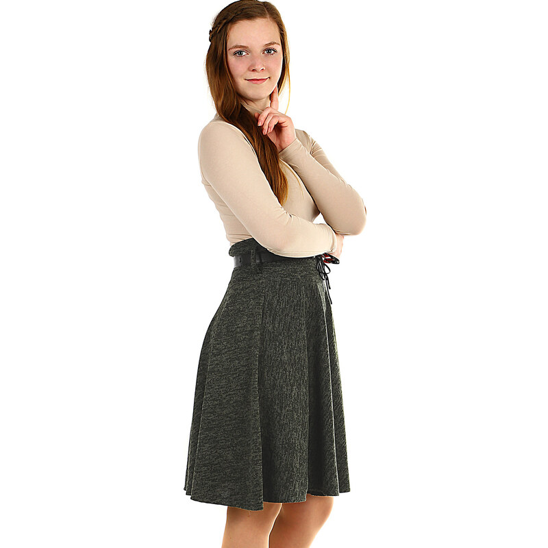 Glara Zimná áčková sukňa žíhaný vzor 8396955