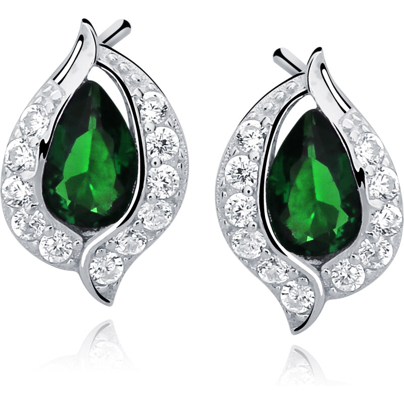 Olivie Strieborné náušnice LUNA SMARAGD 7323 38004566