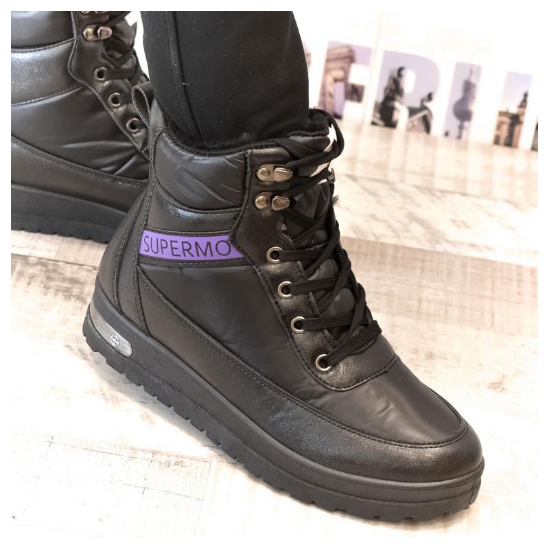 JOHN-C Dámske čierne zateplené poltopánky SUPERMO 29509463