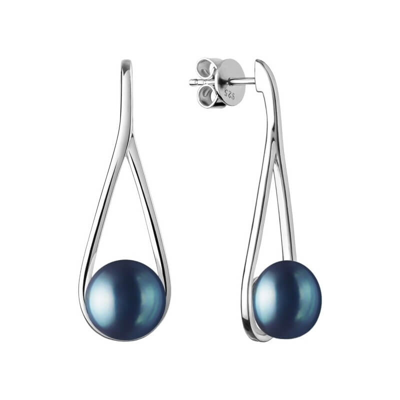 Silvego Luxusné strieborné náušnice s pravou čiernou perlou GRP20222EB 66590366