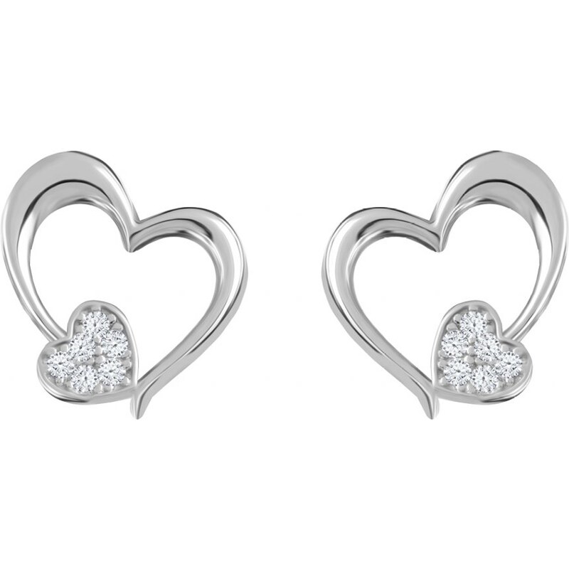 Preciosa Romantické strieborné náušnice Tender Heart s kubickou 66580362