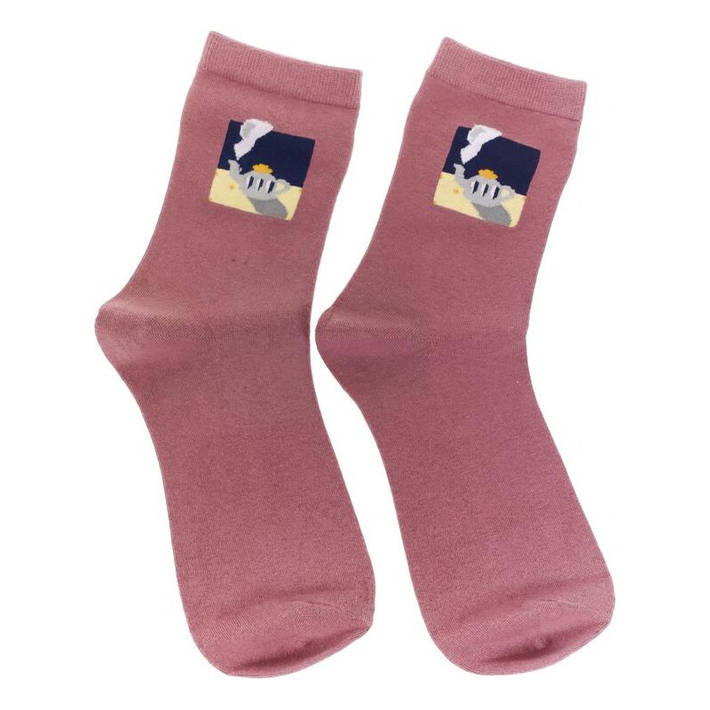 AURA.VIA Dámske tmavoružové ponožky FLOWE 29666802