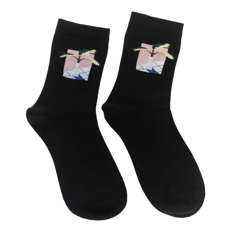 AURA.VIA Dámske čierne ponožky FLOWE 29666803