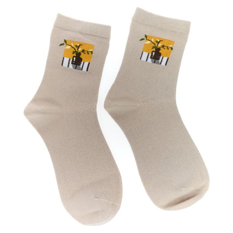 AURA.VIA Dámske béžové ponožky FLOWE 29666799