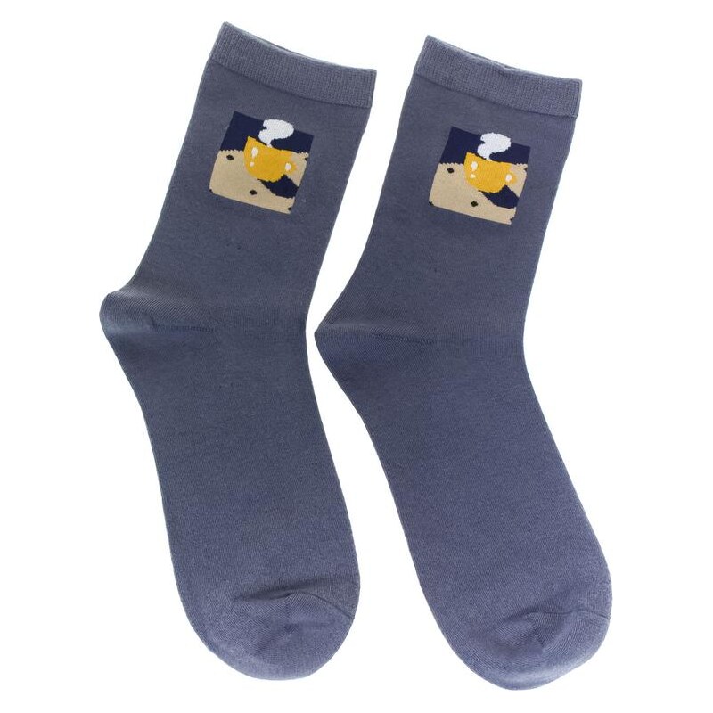 AURA.VIA Dámske modré ponožky FLOWE 29666800