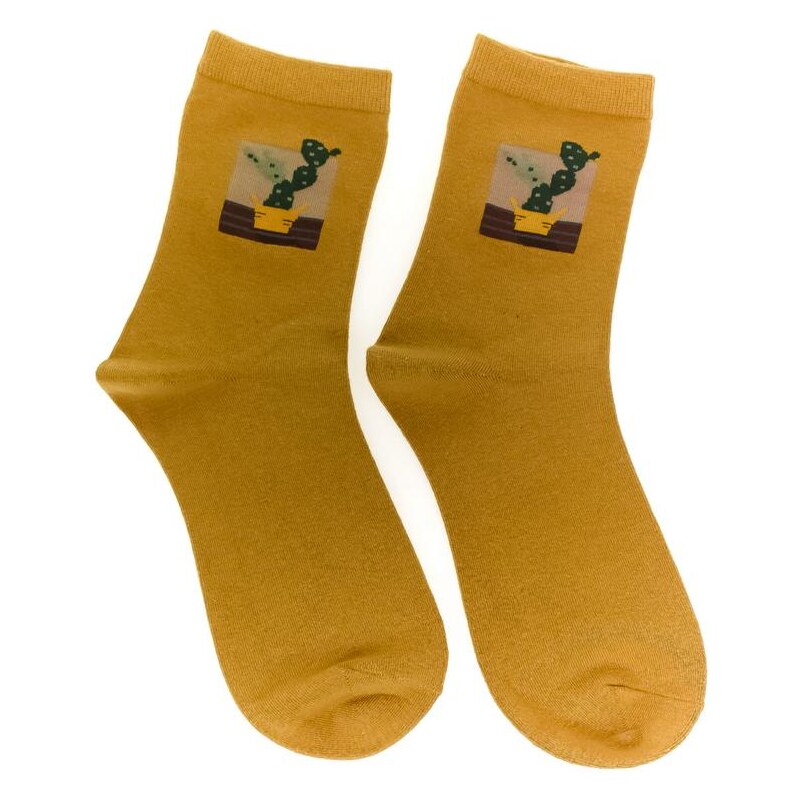 AURA.VIA Dámske žlté ponožky FLOWE 29666801