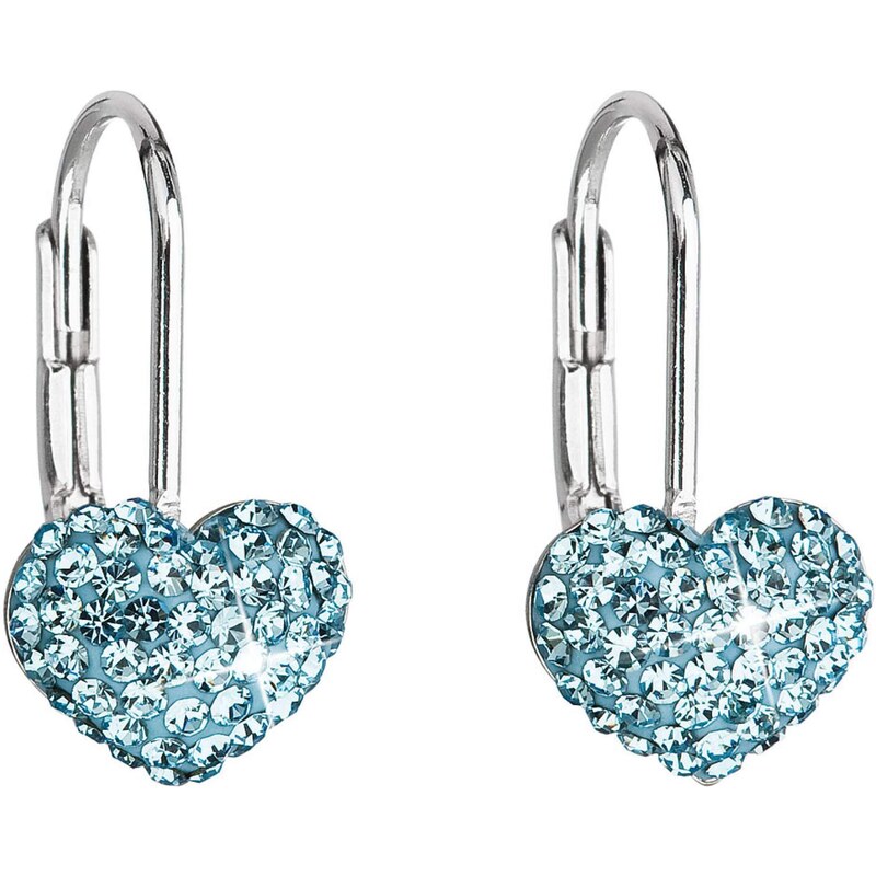 Evolution Group Srdiečkové náušnice s kryštálmi 31125.3 aquamarine 66592835