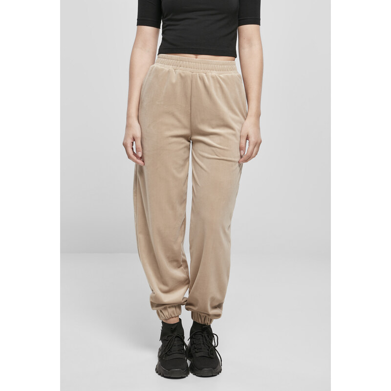 Urban Classics Womens high-waisted balloon velvet softtaupe trousers 50654374