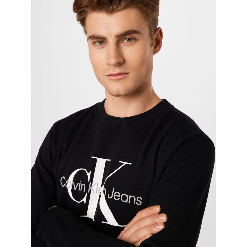 Calvin Klein Jeans Mikina svetlosivá / čierna / biela