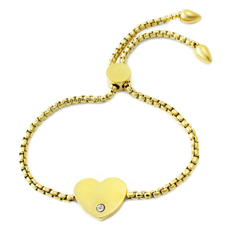 BM Jewellery Dámsky sťahovací náramok srdca z chirurgickej ocele zlatý 31318897