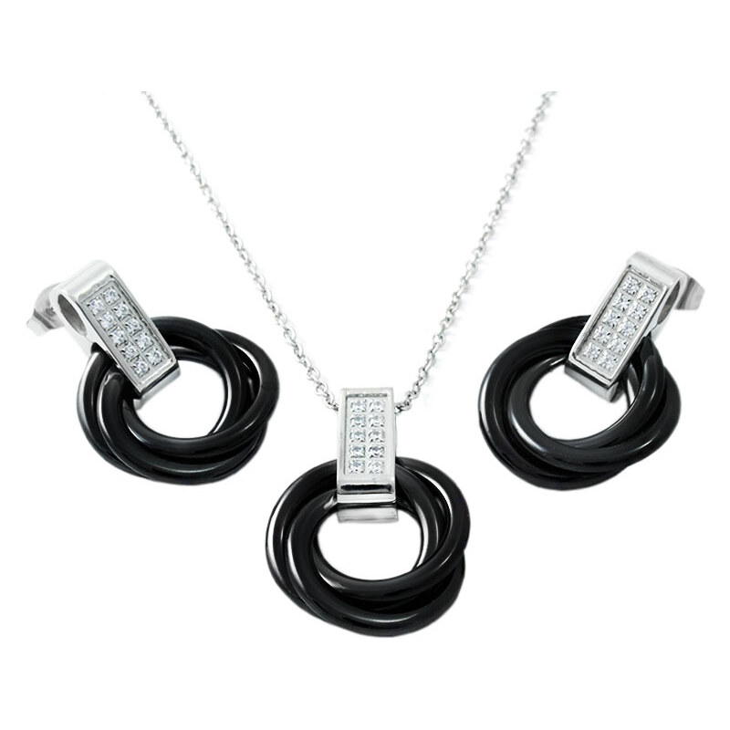 BM Jewellery Dámsky set náušnice a retiazka s príveskom z chirurgickej 31318878