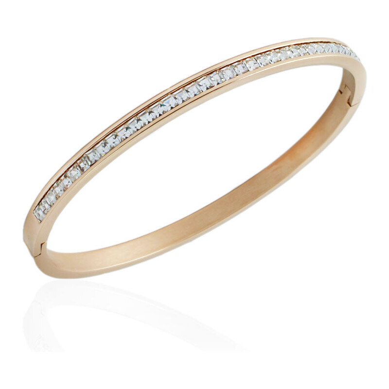 BM Jewellery Pevný oceľový náramok so zirkónmi rose gold S11138130 31318881