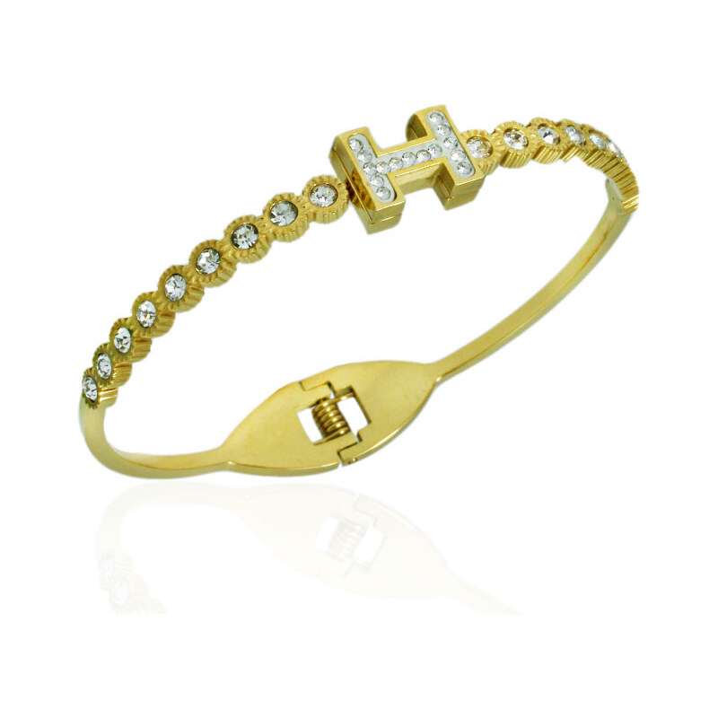 BM Jewellery Luxusný pevný náramok z chirurgickej ocele zlatý 31318883