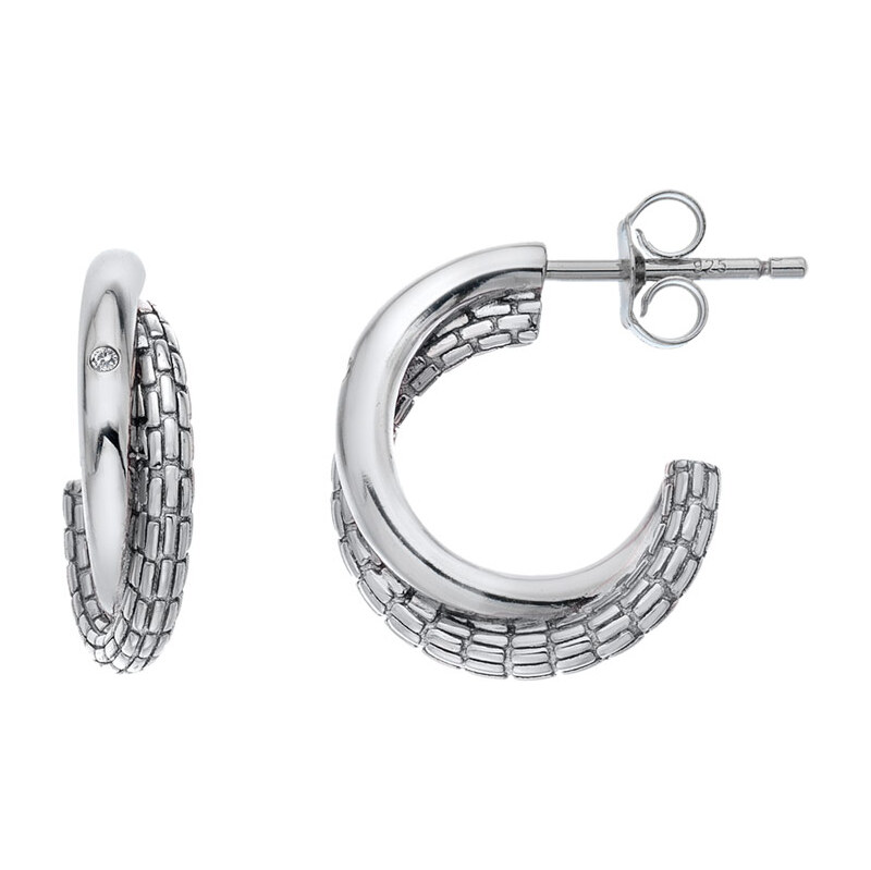 Hot Diamonds Nadčasové strieborné náušnice s diamantmi Woven DE689 66594836