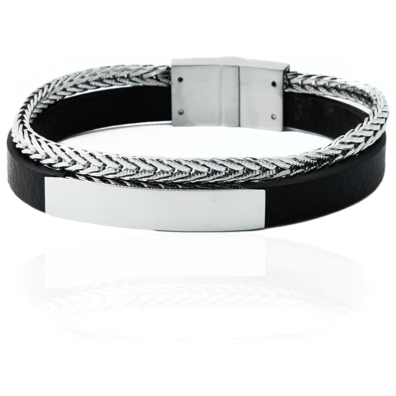 BM Jewellery Pánsky kožený náramok z chirurgickej ocele S11148200 31318891