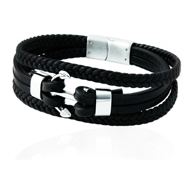 BM Jewellery Pánsky kožený náramok kotva S11151190 31318894