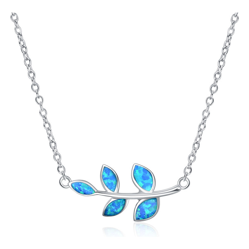 Olivie Strieborný opálový náhrdelník LEAF 5607 29833315