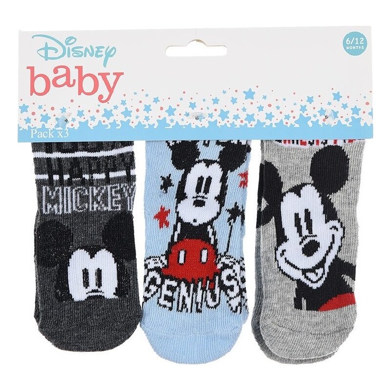 Set troch párov ponožiek Mickey Mouse - tmavo šedá/modrá/svetlo šedá 29702779