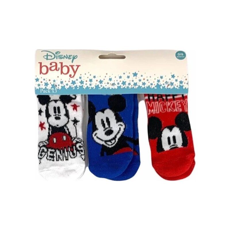 Set troch párov ponožiek Mickey Mouse - biela/modrá/červená 29702780