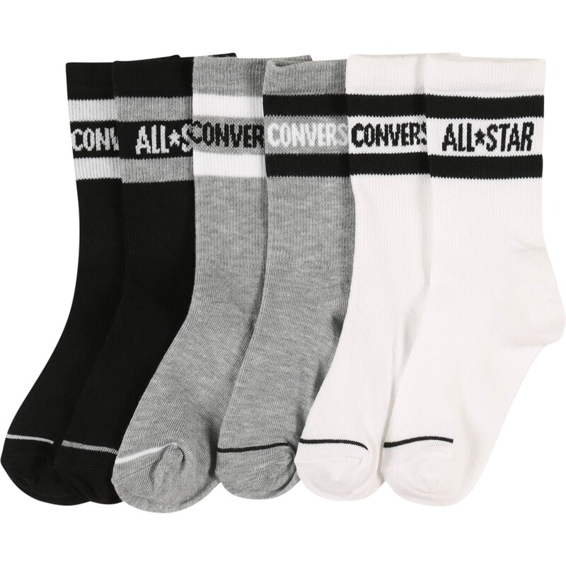 CONVERSE Ponožky sivá / čierna / biela