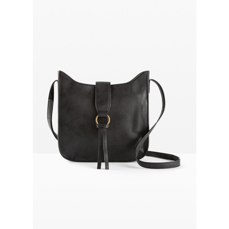bonprix Kabelka crossbody s dekoratívnymi prackami, farba čierna 44734430