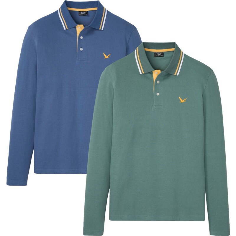 bonprix Polo tričko z čistej bio bavlny (2 ks), farba modrá 46158343